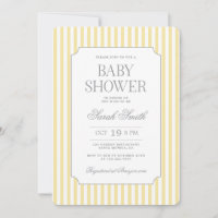 Butter Yellow Stripe Baby Shower Invitation