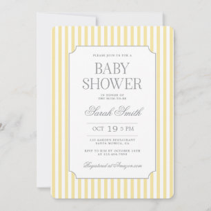 Butter Yellow Stripe Baby Shower Invitation