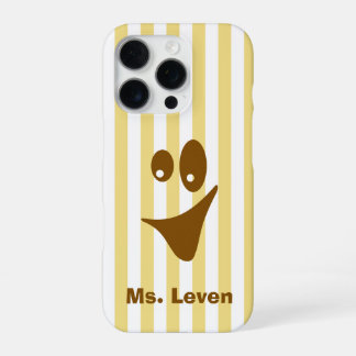 Butter Yellow Stripe Brown Quirky Smile iPhone 16 Pro Case