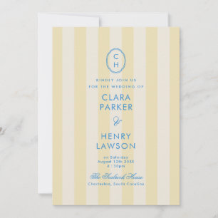 Butter Yellow Striped Coastal Wedding Invitation