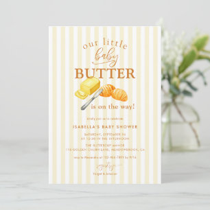 Butter Yellow Stripes Baby Shower Invitation