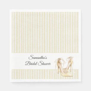 Butter Yellow Stripes High Heels Bridal Shower   Napkin