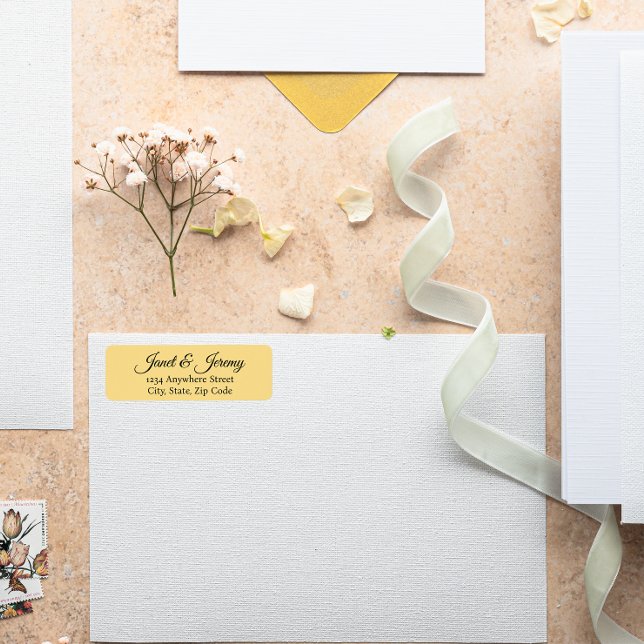 Butter Yellow Stylised Name Wedding Return Address (In Situ Wedding)