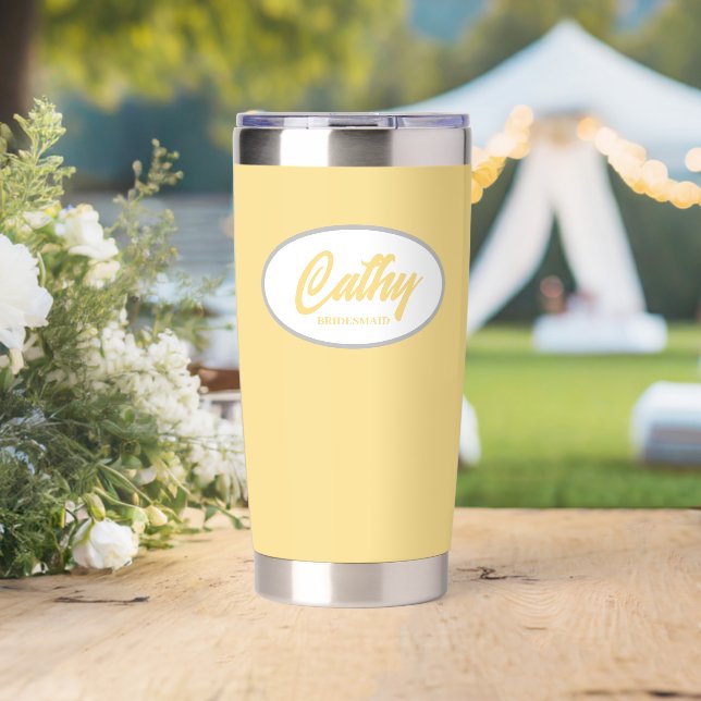 Butter Yellow Stylised Wedding Bridesmaid Insulated Tumbler (Wedding (Rotated))