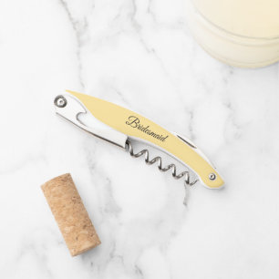 Butter Yellow Stylised Wedding Bridesmaid Name Corkscrew