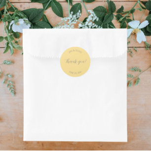 Butter Yellow Stylised Wedding Thank You Classic Round Sticker