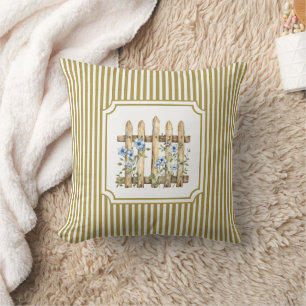 Butter Yellow Sun-Drenched Floral Stripe Cushion