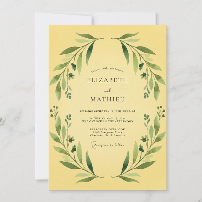 Butter Yellow Vine Wedding Invitation (Front)