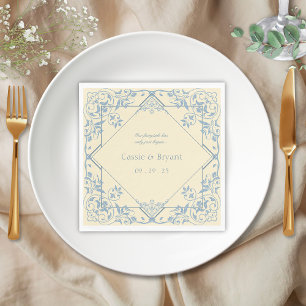 Butter Yellow Vintage Elegant Coastal Chic Wedding Napkin