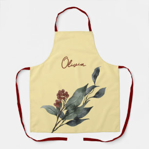 Butter. Yellow w' Watercolor Leaves Christmas Apron