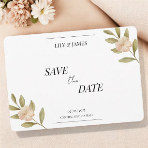 Butter Yellow Watercolor Floral Classic Elegant  Save The Date