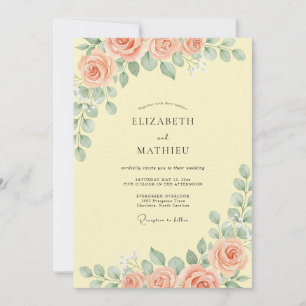 Butter Yellow Watercolor Wedding Invitation