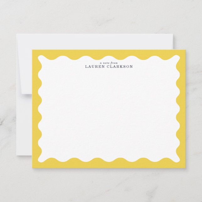 Butter Yellow Wavy Frame Note Card (Front)