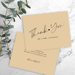 Butter yellow wedding elegant script  thank you card