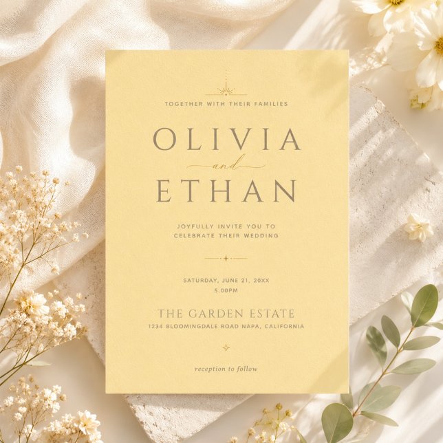 Butter Yellow Wedding Invitation | Modern Elegant (Creator Uploaded)