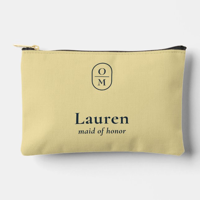 Butter yellow | Wedding Monogram Bridesmaid Gift  Accessory Pouch (Front)