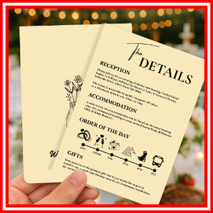 Butter Yellow Wedding Order of Events Enclosure  Invitation