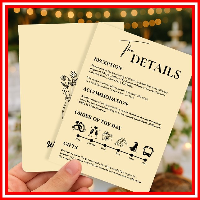 Butter Yellow Wedding Order of Events Enclosure  Invitation (Creator Uploaded)