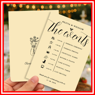 Butter Yellow Wedding Order of Events Program Invitation