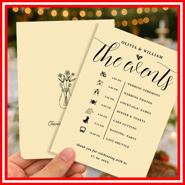 Butter Yellow Wedding Order of Events Program Invitation (Creator Uploaded)