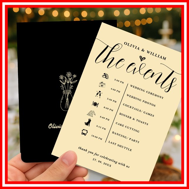 Butter Yellow Wedding Order of Events Program Invitation (Creator Uploaded)