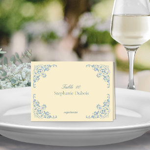Butter Yellow Wedding Place Cards with Meal Choice