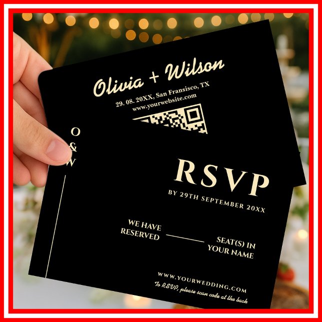 Butter Yellow Wedding QR Code RSVP Card (Creator Uploaded)