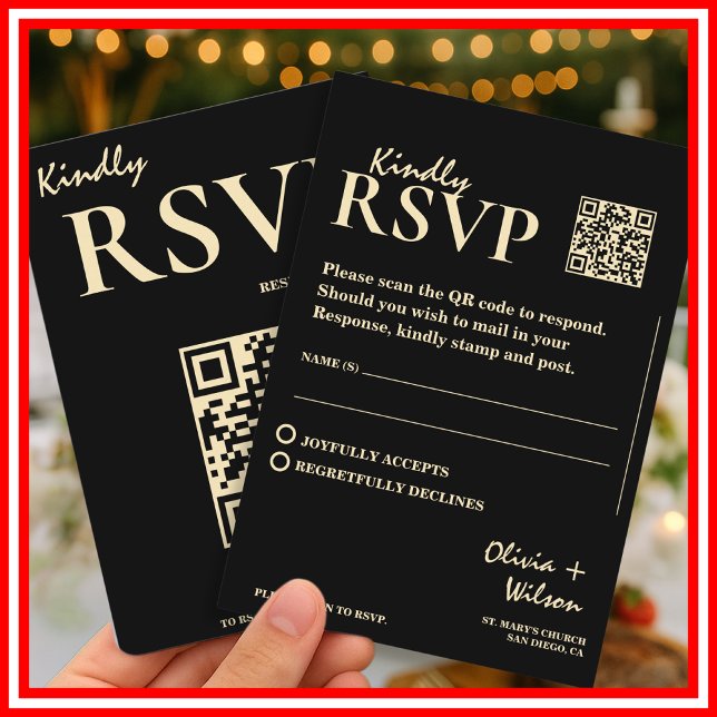 Butter Yellow Wedding QR Code RSVP Enclosure Card (Creator Uploaded)