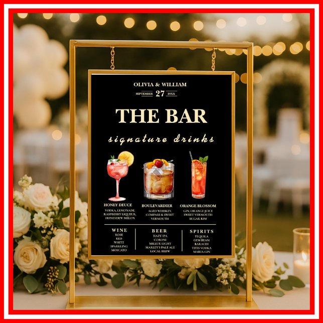 Butter Yellow Wedding Signature Drinks Bar Menu  Poster (Creator Uploaded)