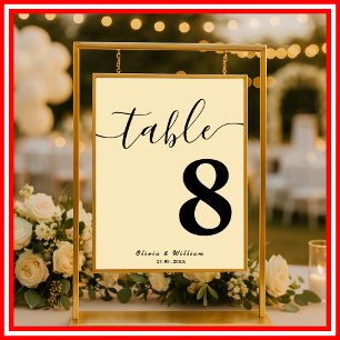 Butter Yellow Wedding Table Number Poster
