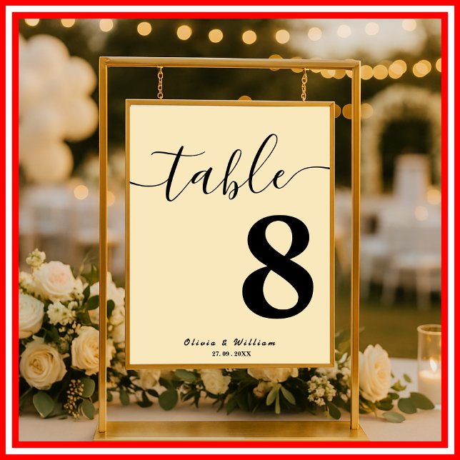 Butter Yellow Wedding Table Number  Poster (Creator Uploaded)