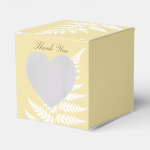 Butter Yellow White Fern Heart Thank You Favour Box