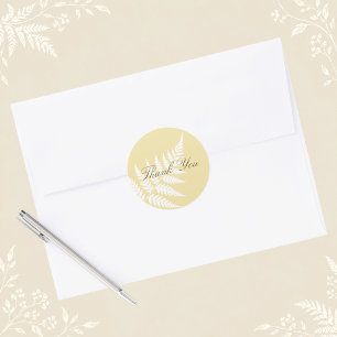 Butter Yellow White Fern Woodland Thank You Classic Round Sticker