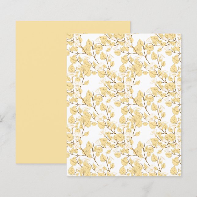 Butter Yellow White Morning Glory Scrapbook Paper (Front/Back)