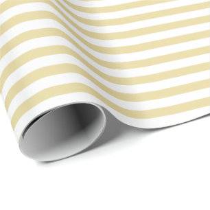 Butter Yellow   White Stripe Wrapping Paper