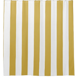 Butter Yellow Wide Cabana Stripe Shower Curtain