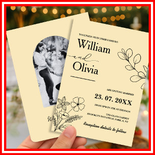Butter Yellow Wildflower Photo Wedding Invitation