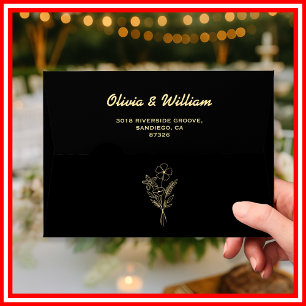 Butter Yellow Wildflower Return Address Wedding Envelope