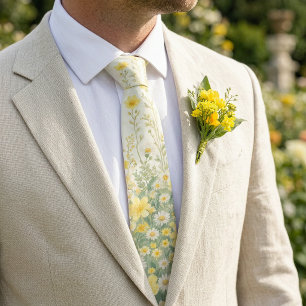 Butter Yellow Wildflower Summer Wedding & Easter Tie