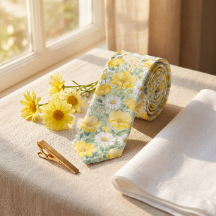 Butter Yellow Wildflower Summer Wedding & Easter Tie