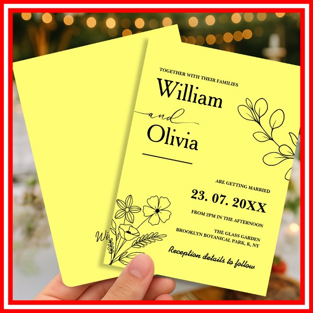 Butter Yellow Wildflower Wedding Invitation (Creator Uploaded)
