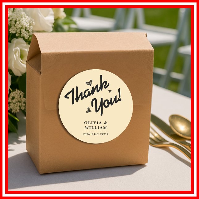 Butter Yellow Wildflower Wedding Thank You Classic Round Sticker (Creator Uploaded)