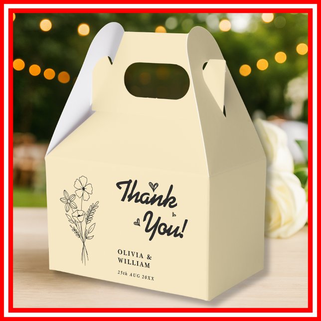 Butter Yellow Wildflower Wedding Thank You Favour Box (Creator Uploaded)