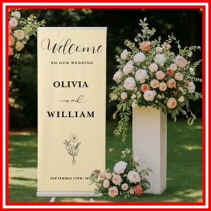 Butter Yellow Wildflowers Wedding Welcome Sign