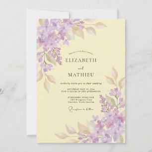 Butter Yellow Wisteria Wedding Invitation