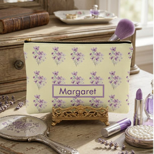 Butter yellow with floral touch  accessory pouch