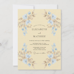 Buttercream Azure Petal Wedding Invitation