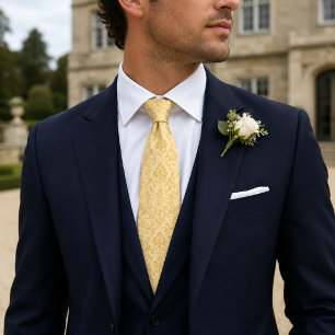 Buttercream Champagne Damask Wedding Tie