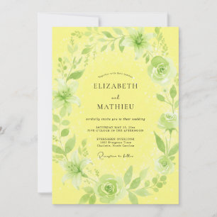 Buttercream Leaf Wreath Wedding Invitation