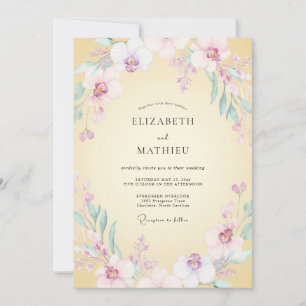 Buttercream Orchid Watercolor Wedding Invitation